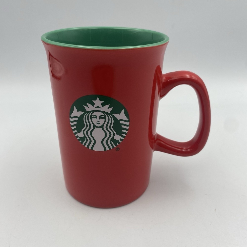 Starbucks Red Green Siren Logo Inside Coffee Ceramic Tea Mug Cup 10 oz 2024